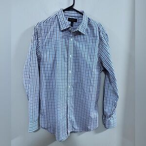 Banana Republic Men's Non Iron Tailored Slim Fit Blue Plaid Shirt. Size L